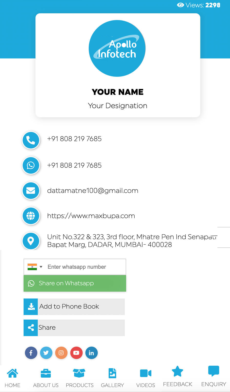 Templates of Digital Business Card